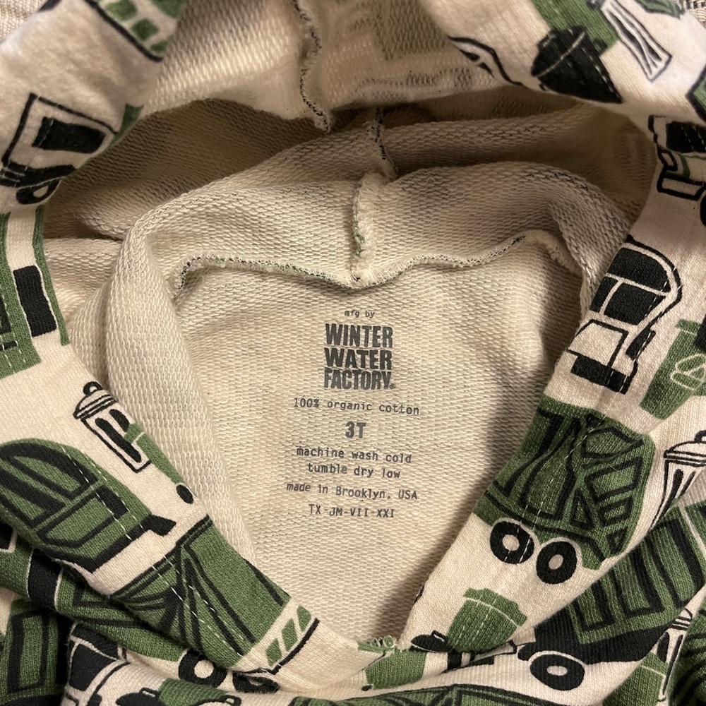 Winter Water Factory organic cotton garbage truck hoodie 3T - Picture 3 of 3